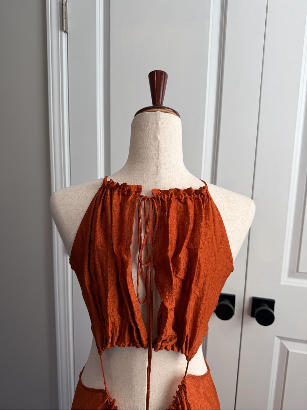 Cult Gaia Orange Amber Thera Cut-Out Maxi Dress Gown, Size Large - Picture 9 of 11